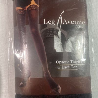 Leg Avenue Fashion Opaque Lace Top Black Thigh High's One Size 90 -160 Lbs